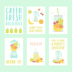 Set of six nice smoothie cards. 