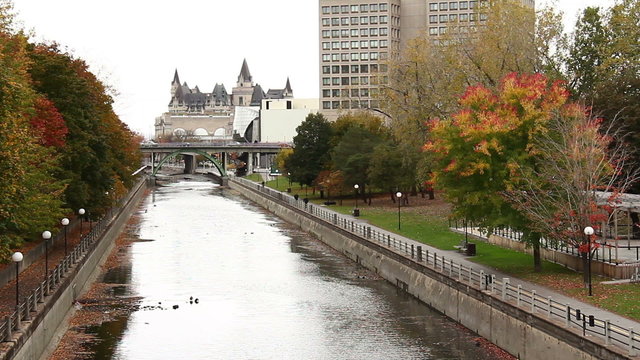 Rideau Canal 1. The Rideau Canal in Ottawa, Canada on a cloudy Autumn day.