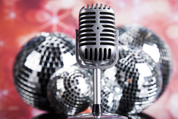 Microphone,sound waves and Disco Ball 