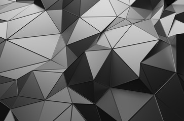 Abstract 3D Rendering of Low Poly Dark Surface.