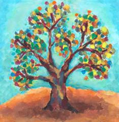 Painting of colorful tree