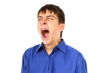 Teenager yawning
