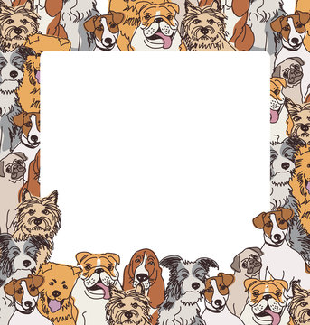Group color dogs empty frame border