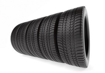 Winter tires isolated on the white background