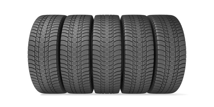 Winter tires isolated on the white background