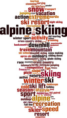 Obraz premium Alpine skiing word cloud concept. Vector illustration