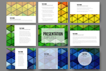 Set of 9 templates for presentation slides. Abstract vibrant