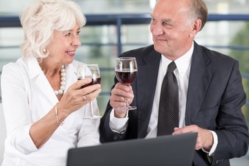 Drinking wine during meeting