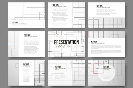 Set of 9 templates for presentation slides. Abstract vector