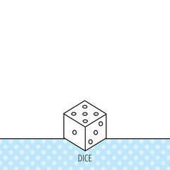 Dice icon. Casino gaming tool sign.