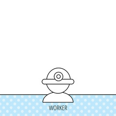 Worker icon. Engineering helmet sign.