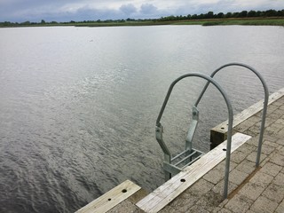 stairs to lake