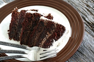 A few slices of rich moist chocolate cake