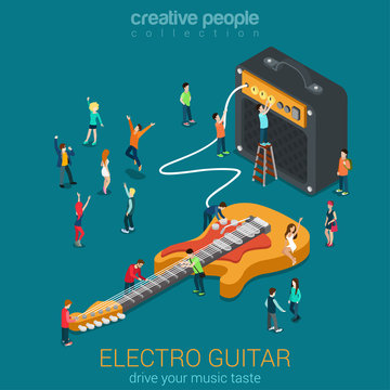 Rock guitar and amp combo with micro people