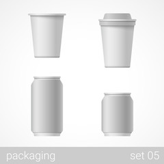 Drink plastic, metal and paper package set