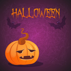 Halloween card. Vector illustration with pumpkin.