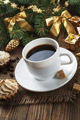 Сake and cup of coffee