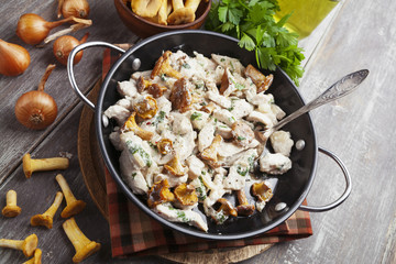 Chicken fillet with mushrooms and cream