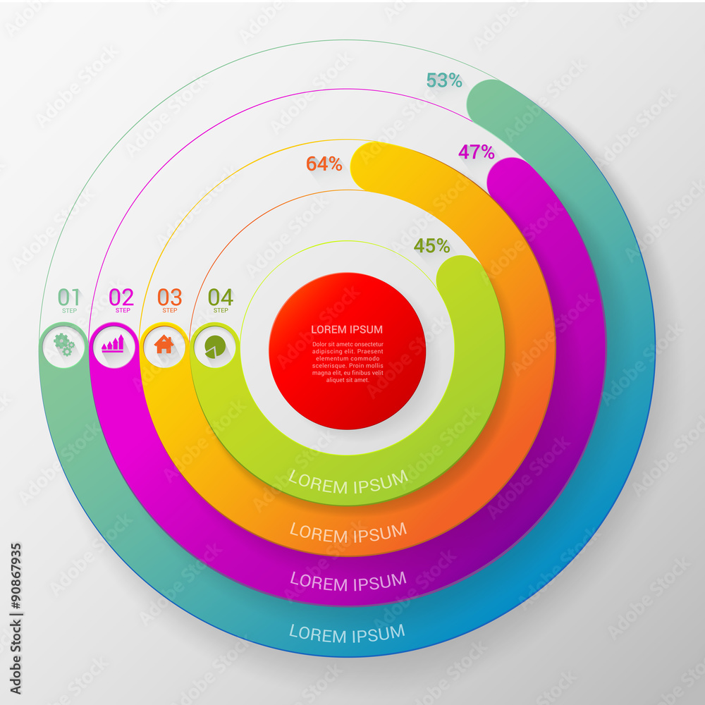 Poster vector circular chart graph infographic template background