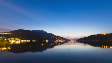 Alpine Lake Reflecting the Sunset Sky