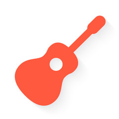 Guitar symbol in orange with drop shadow on white