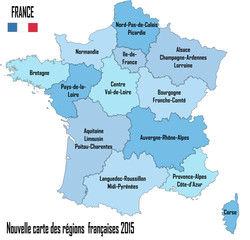 Nouvelle carte des régions françaises, mise à jour de la réforme territoriale 2015 pour les élections régionales