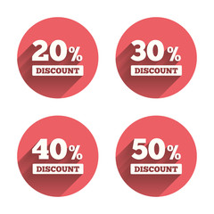 Sale discount icons. Special offer price signs.