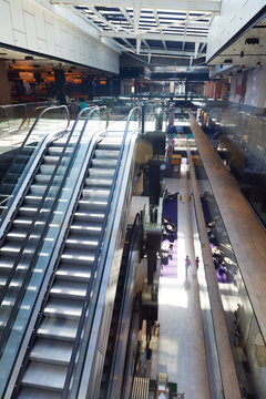 shopping mall interior  escalator
