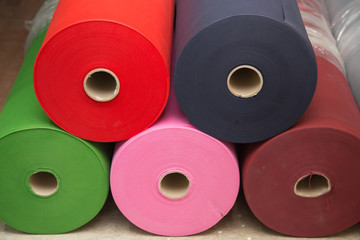 Colorful material fabric rolls