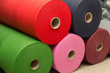 Colorful material fabric rolls