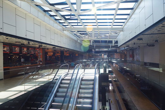 shopping mall interior  escalator