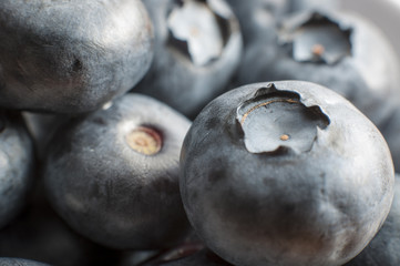 Macro image of a bunch of blueberries