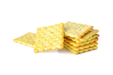 vegetable crackers on white background