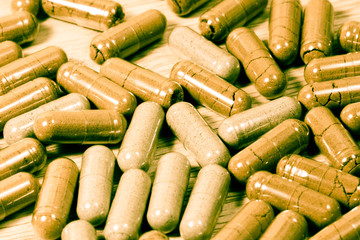 Medical herbal capsules.