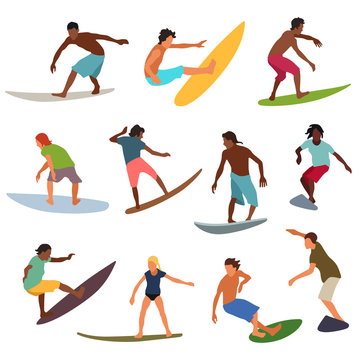 Collection of vector surfers