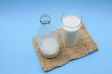  with milk on blue background