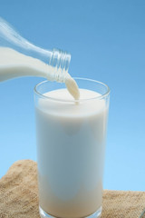  with milk on blue background