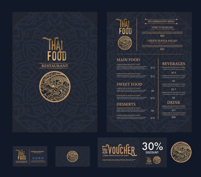 vector thai food restaurant menu template.