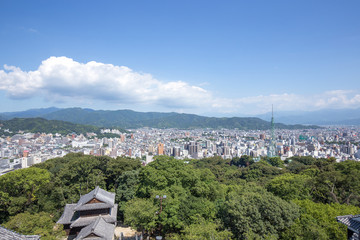 松山城からの松山市の眺め