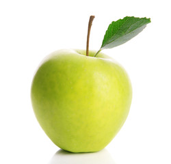 Ripe green apple isolated on white