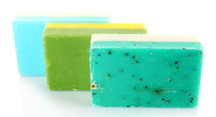 Bars of natural soap isolated on white