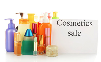 Cosmetics for sale, isolated on white