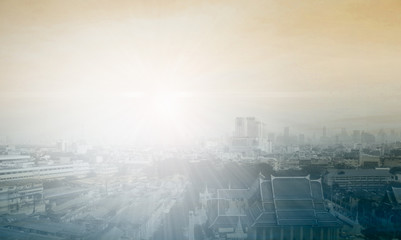 Blurred sunrise over city background monochrome tone. blur backg