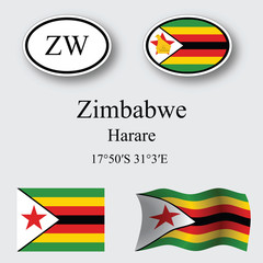 zimbabwe icons set