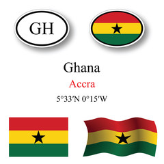 ghana icons set