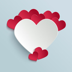 Valentines day card with paper cut heart