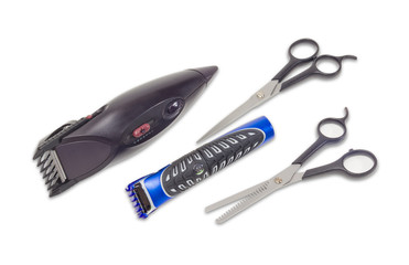 Hair clipper, hair trimmer and two different hairdressers scisso