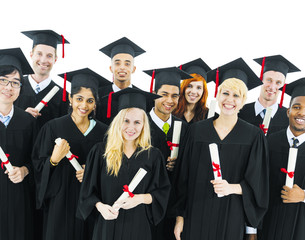 Graduates students holding diploma smilling Concept