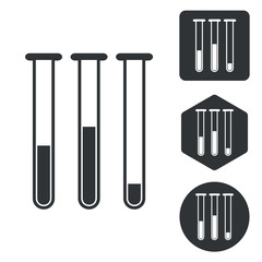 Test-tubes icon set, monochrome