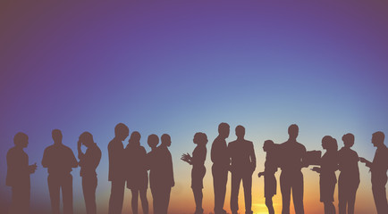 Group Business People Interaction Silhouette Concept